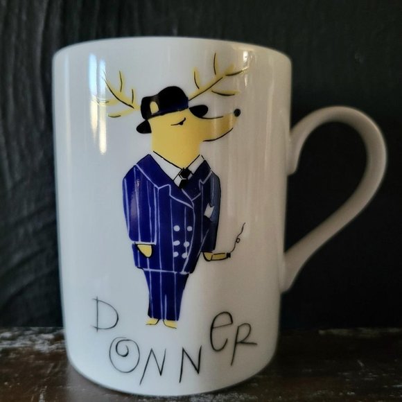 Pottery Barn Christmas Santa's Reindeer Porcelain Coffee Mug - Donner - Picture 1 of 6